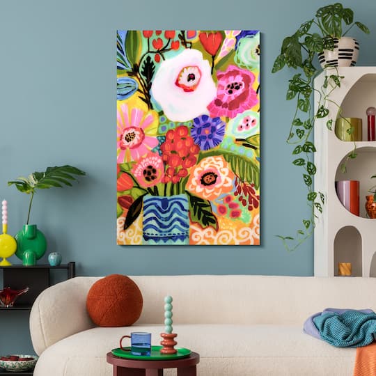 Empire Art Direct 32" x 48" Fresh Flowers in Vase II Frameless Free Floating Tempered Glass Wall Art